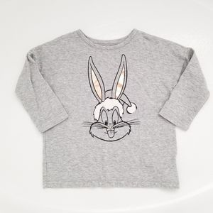 Gap Kids Gray Bugs Bunny Christmas Sweater Top